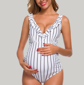 Sexy Fashionable Ruffled One-piece Swimsuit For Pregnant Women