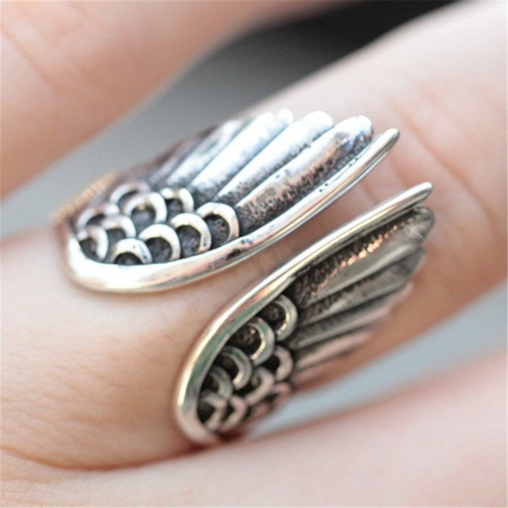 Angel wings ring black angel wings