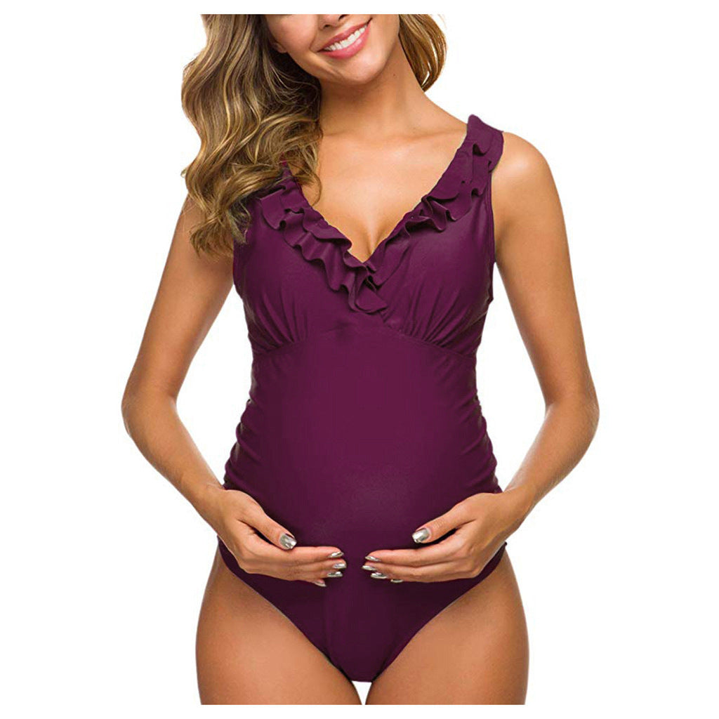 Sexy Fashionable Ruffled One-piece Swimsuit For Pregnant Women