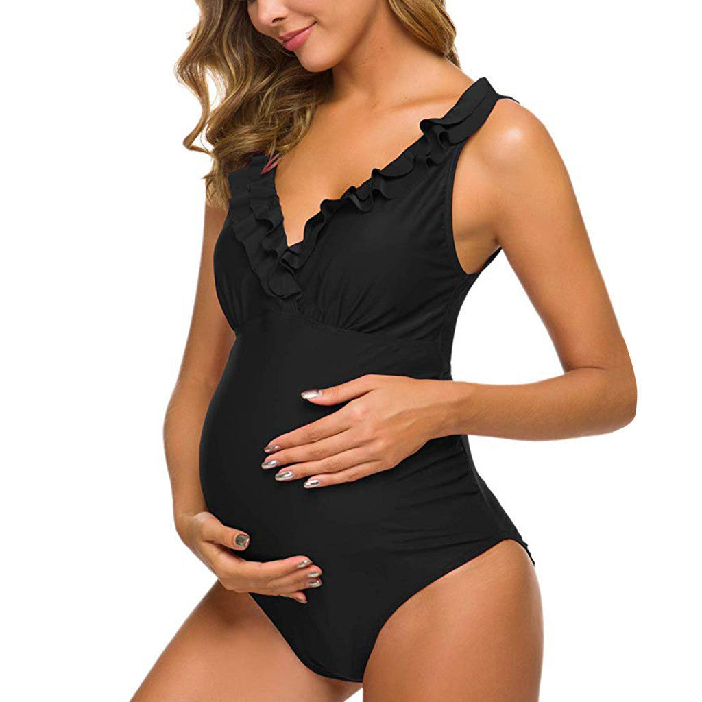 Sexy Fashionable Ruffled One-piece Swimsuit For Pregnant Women