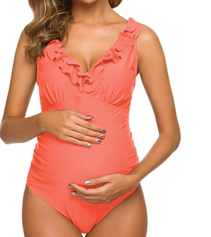 Sexy Fashionable Ruffled One-piece Swimsuit For Pregnant Women