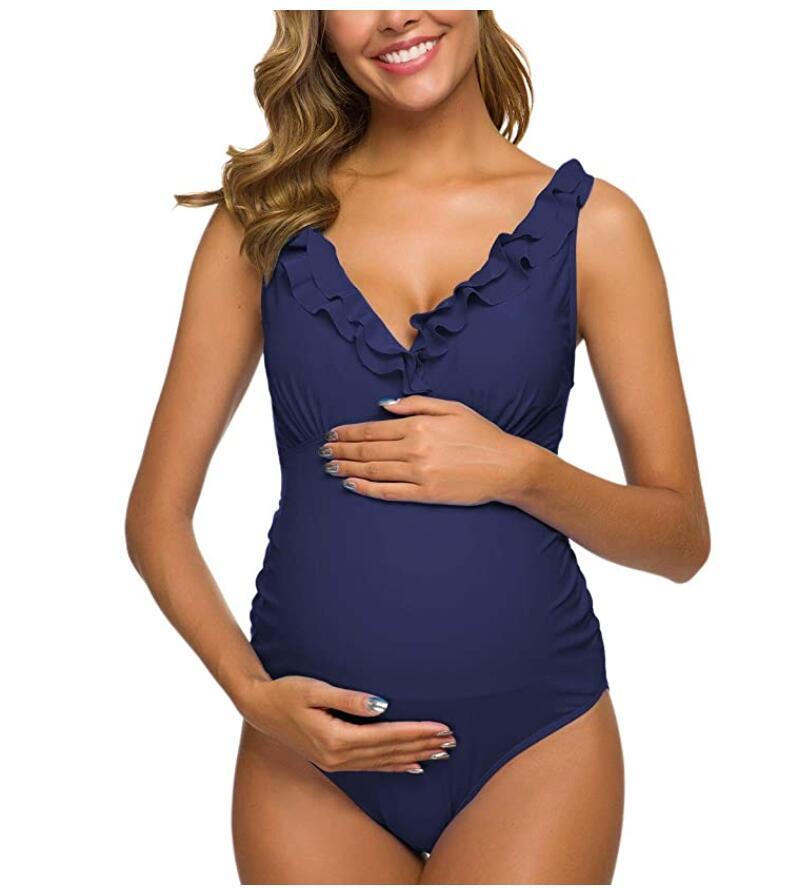 Sexy Fashionable Ruffled One-piece Swimsuit For Pregnant Women