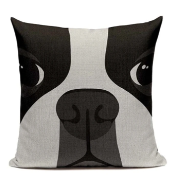 Cute silent dog linen pillow