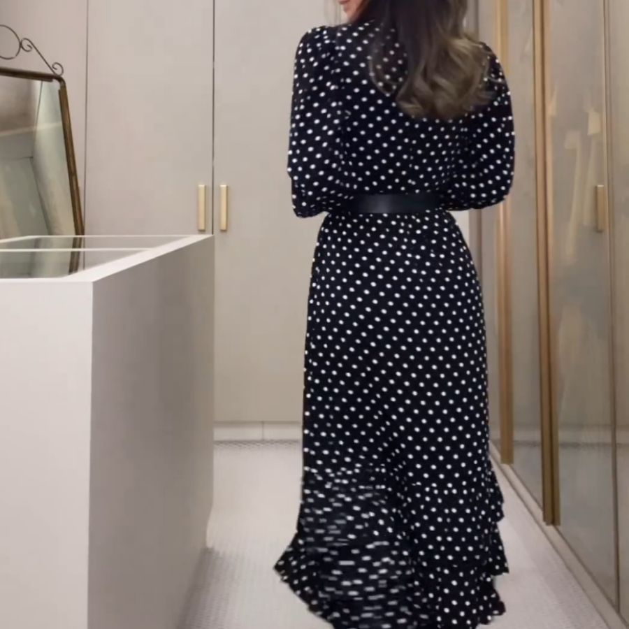 Women's Long Sleeve Polka Dot Dress