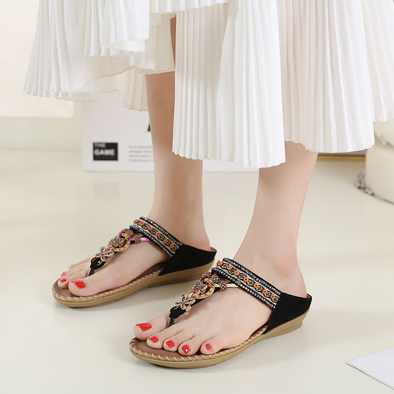 Women's Bohemian Ethnic Set Toe Flat Sandals