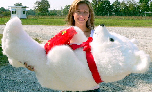 American Made Giant White Teddy Bear Holding I Love You Heart Pillow