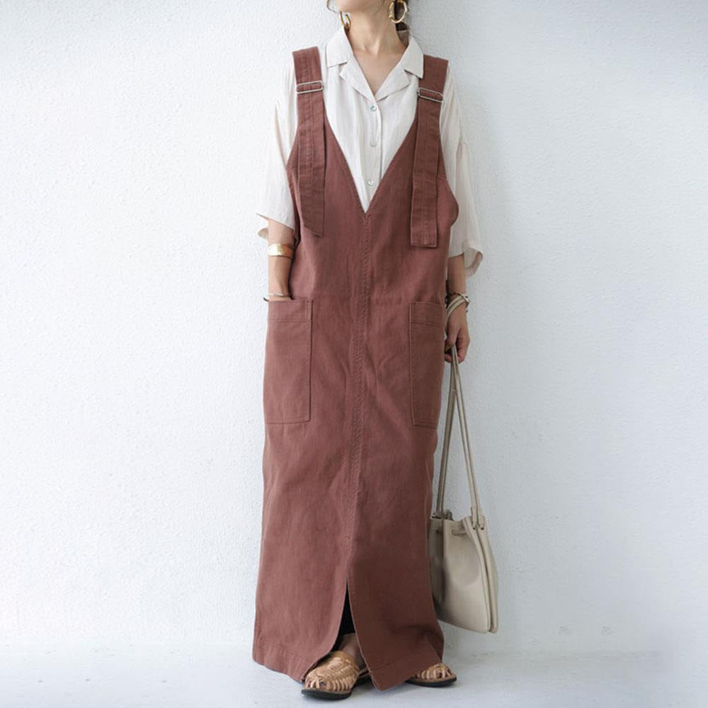 Japanese Spring And Autumn Idle Style High Waist Super Loose Wide Leg One-piece Suspender Skirt