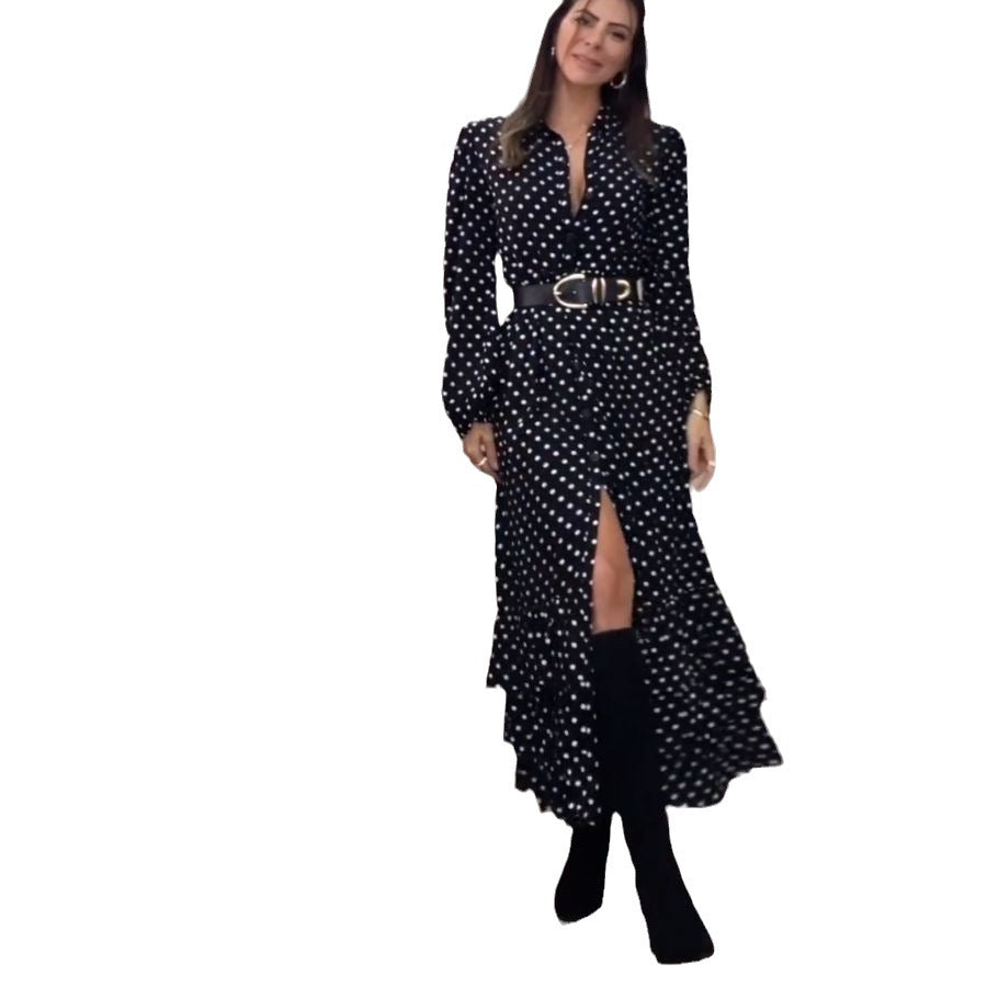 Women's Long Sleeve Polka Dot Dress