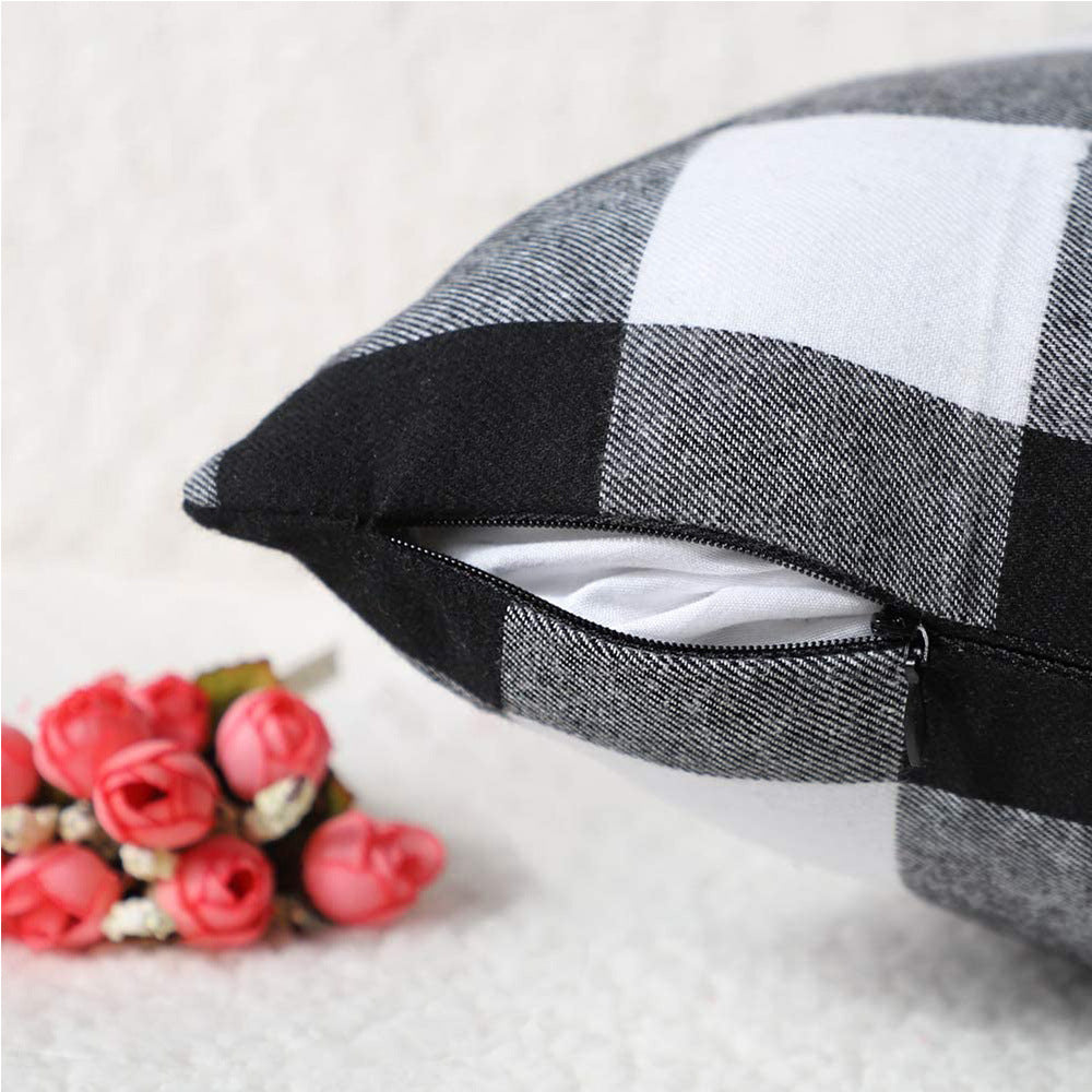 Woven Polyester Cotton Plaid Pillowcase With Pillow Core