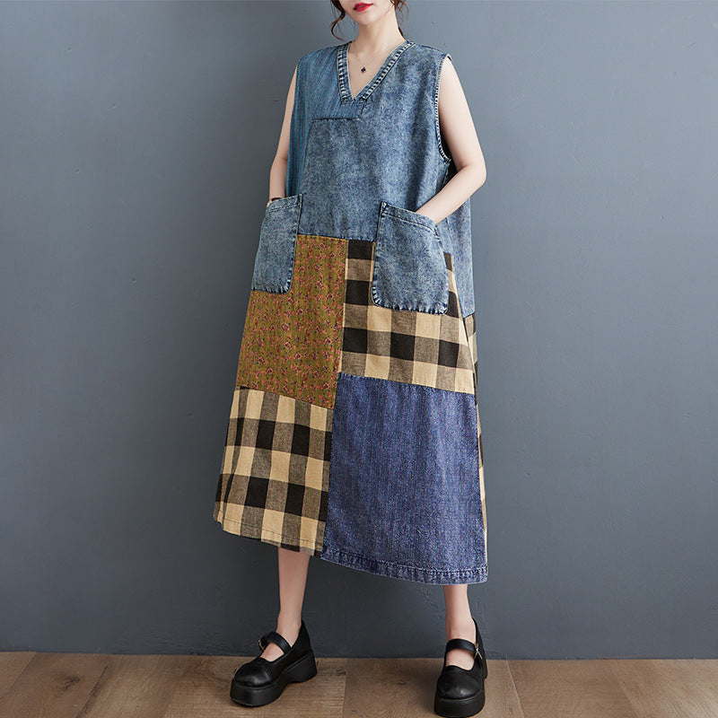 Women's Summer Loose Retro Art Denim Fashion Camisole Dress