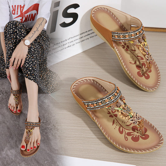 Women's Bohemian Ethnic Set Toe Flat Sandals