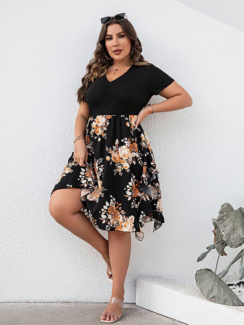 Off-shoulder Split Waist Fitted Floral Dress