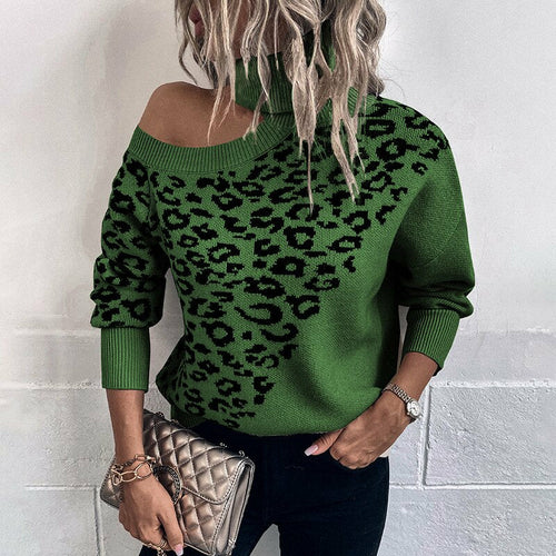 Lapel Leopard Print Sweater