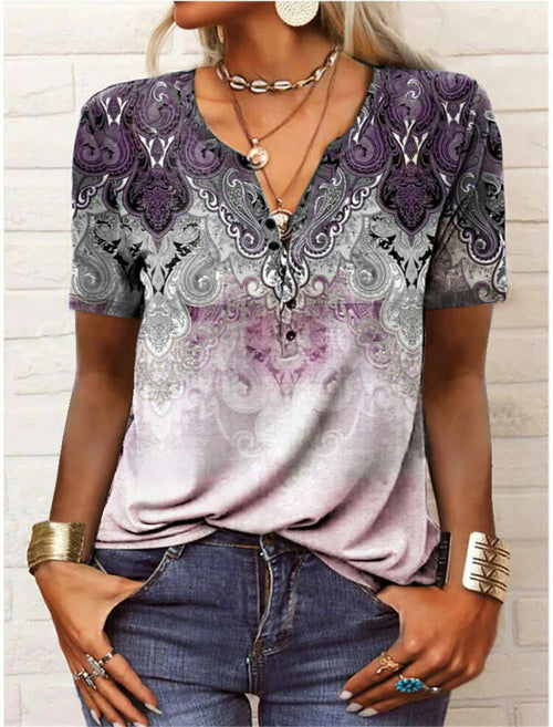 Printed national fashion T-shirt woman