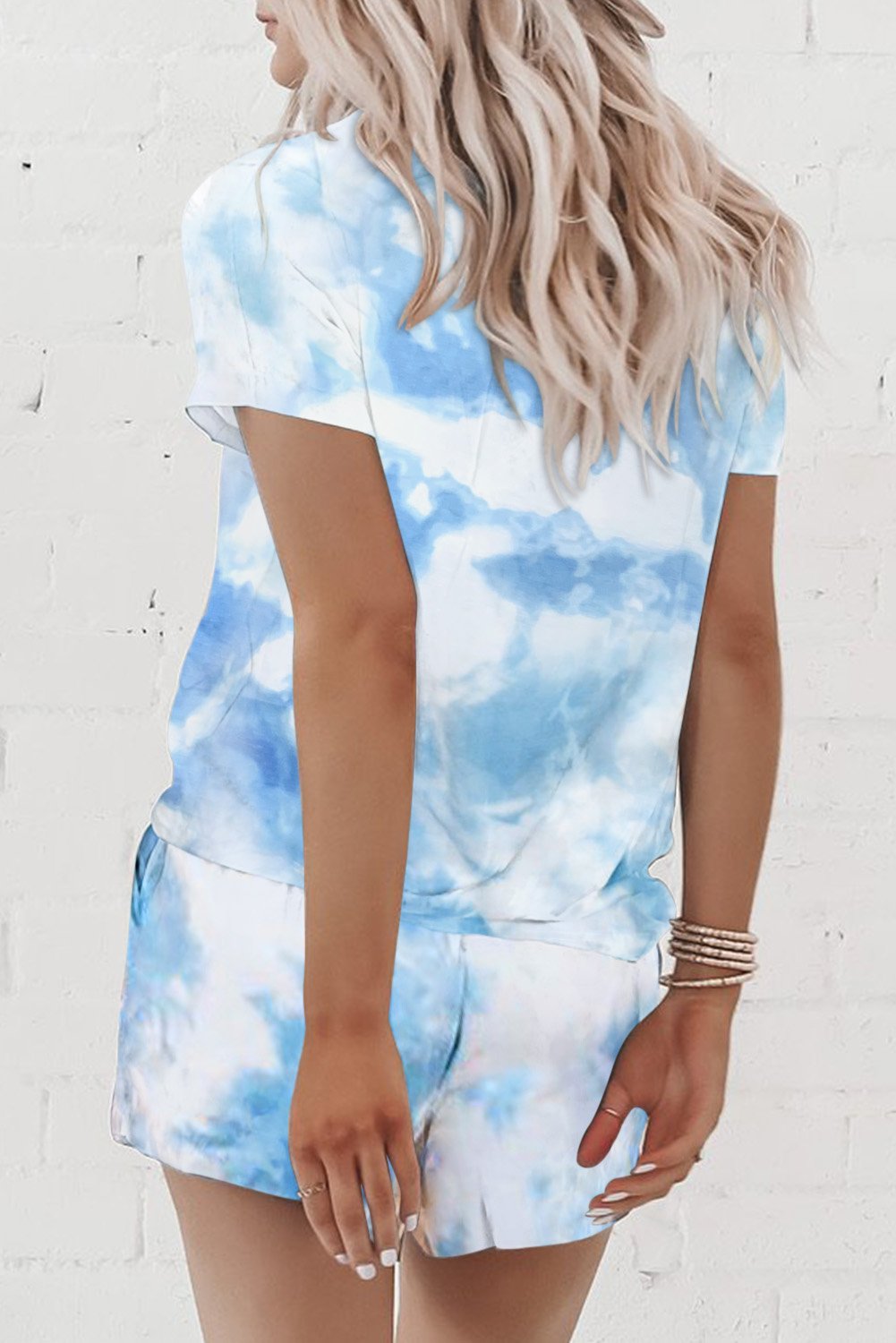 Sky Blue Tie Dye Short Lounge Set