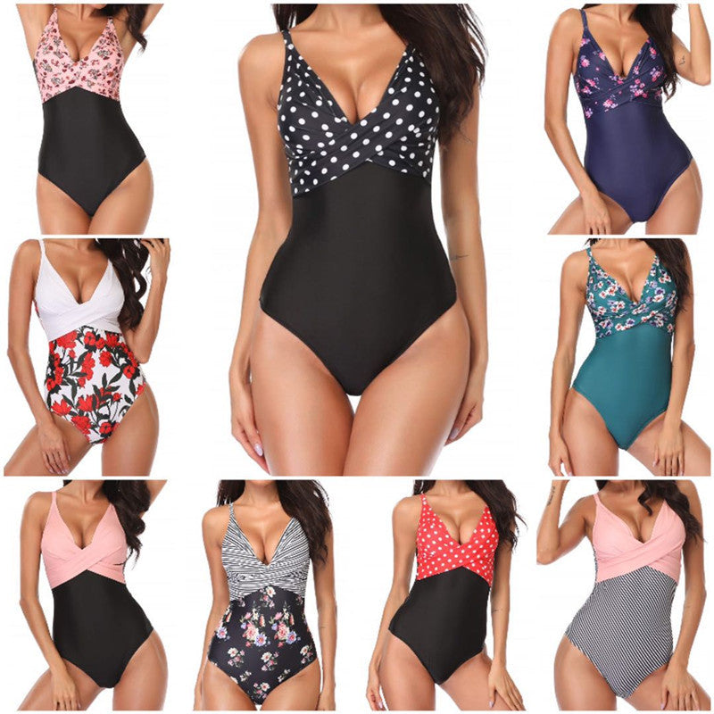 Slimming Color Matching One-piece Bikini Swimsuit For Women