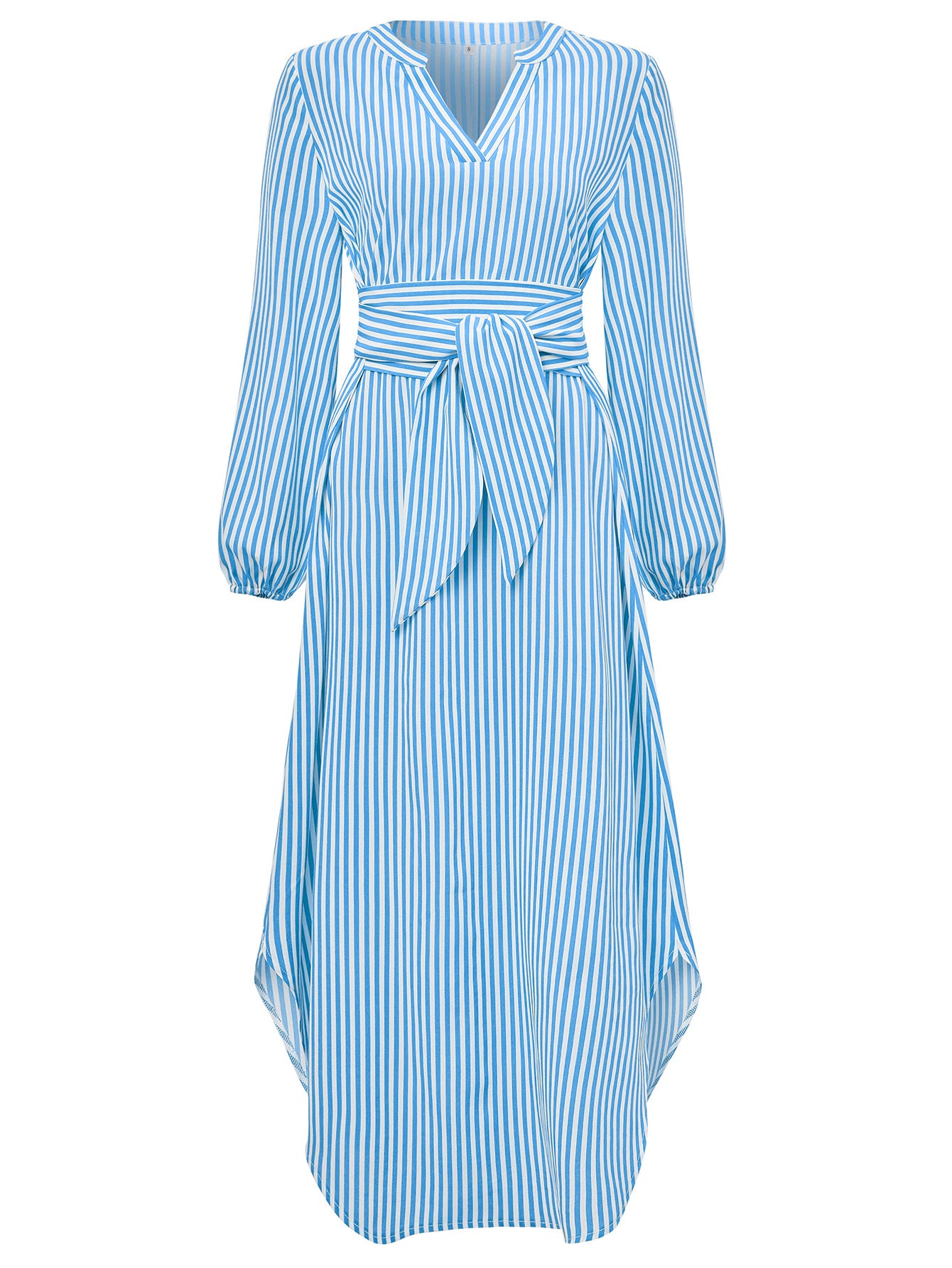 Women's Fashion V-neck Striped Tied Dress