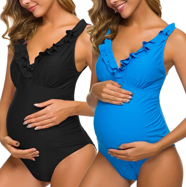 Sexy Fashionable Ruffled One-piece Swimsuit For Pregnant Women