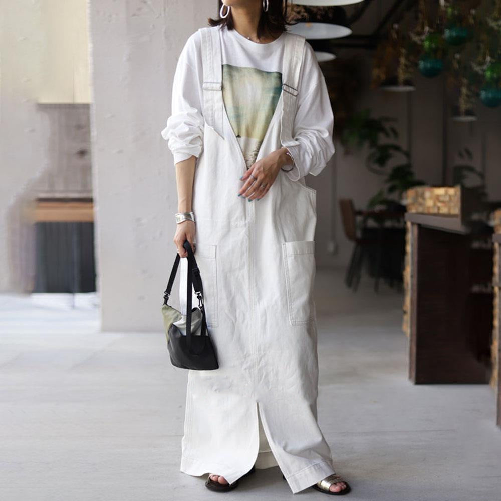 Japanese Spring And Autumn Idle Style High Waist Super Loose Wide Leg One-piece Suspender Skirt