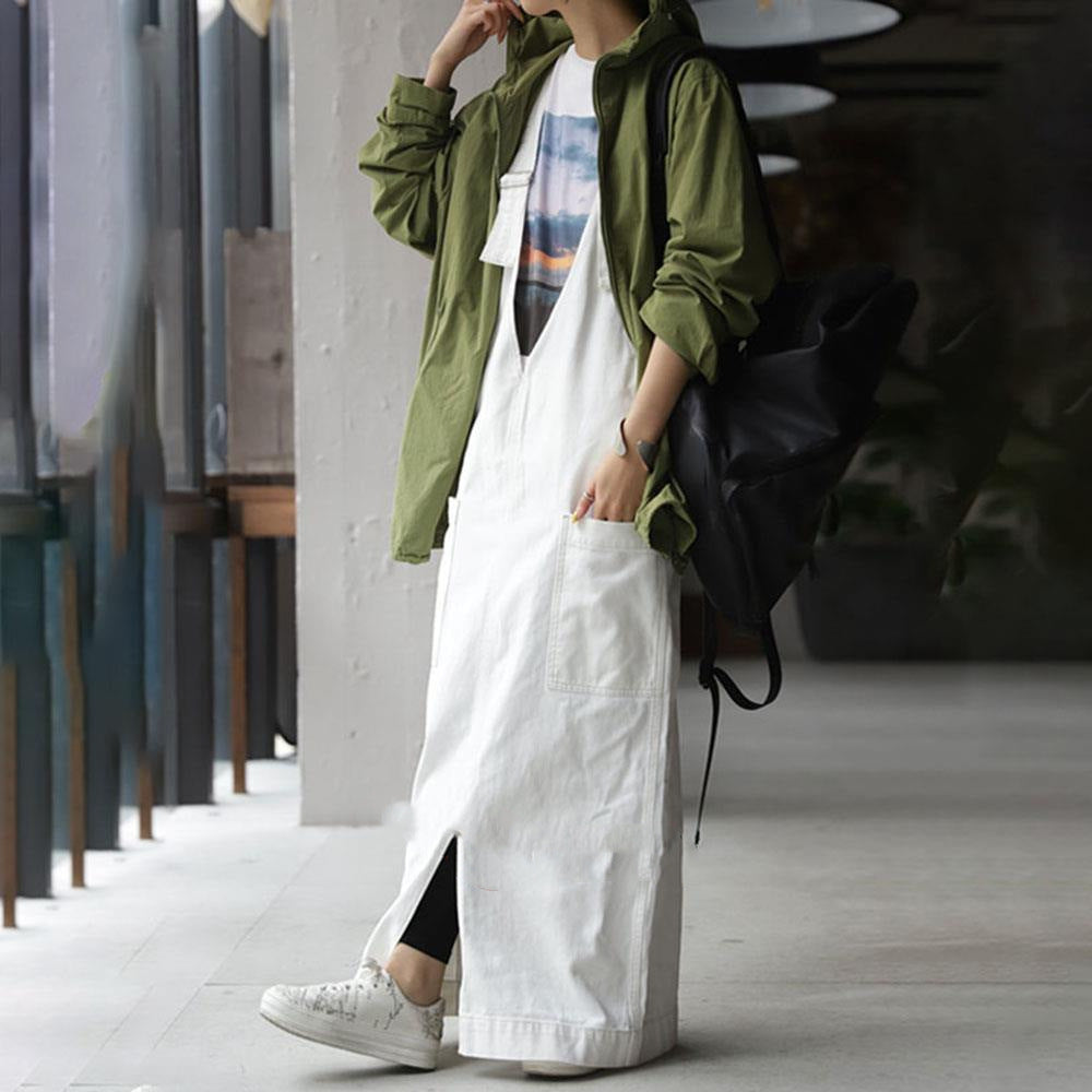 Japanese Spring And Autumn Idle Style High Waist Super Loose Wide Leg One-piece Suspender Skirt