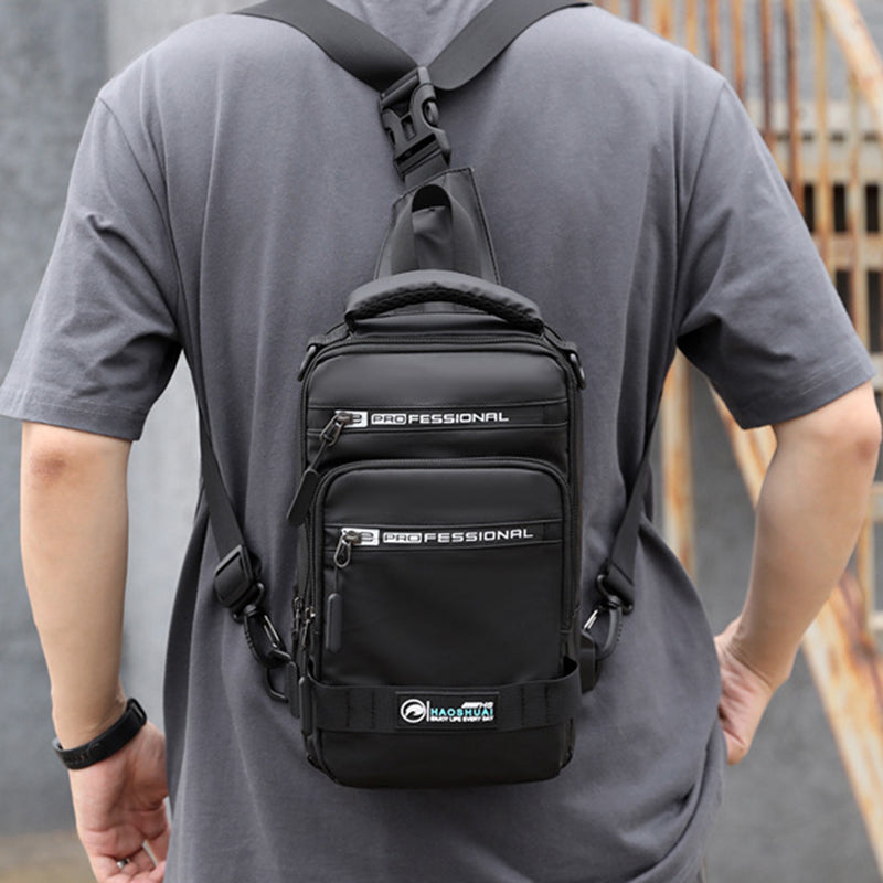 Multifunction Bags For Men Nylon Backpack Crossbody Shoulder Bag With USB Charging Port Chest Bags Pack