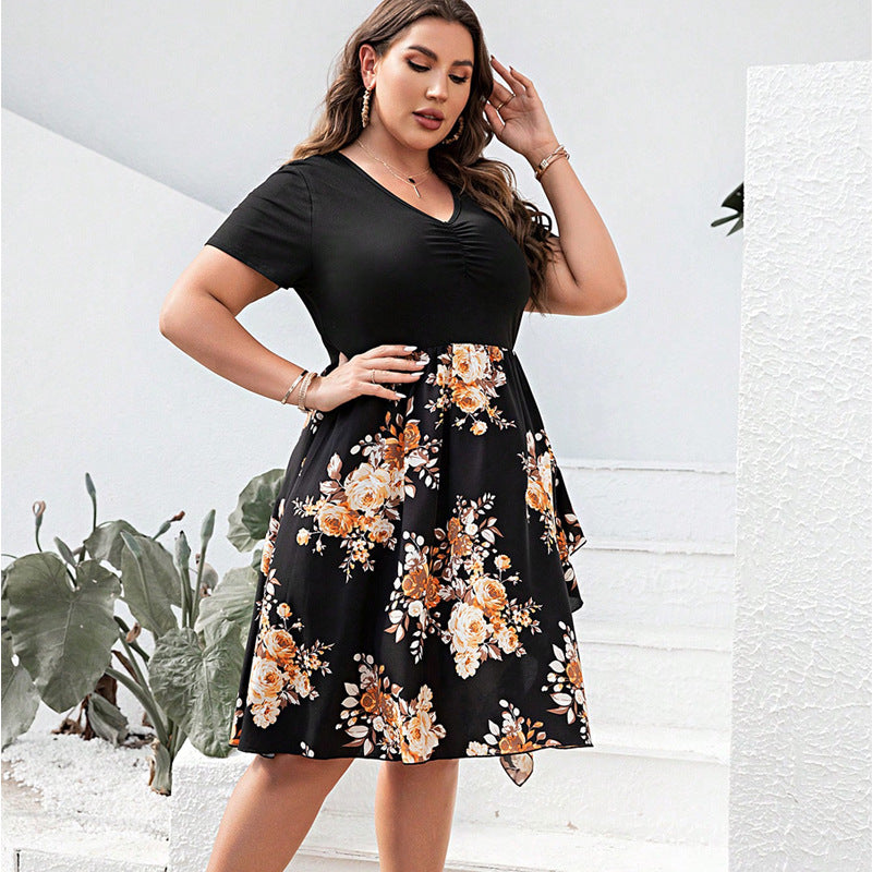 Off-shoulder Split Waist Fitted Floral Dress