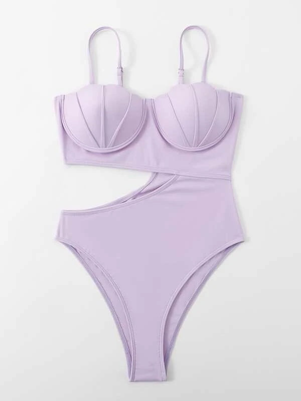 European And American Solid Color One-piece Swimsuit Women