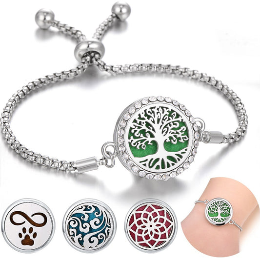 Hollow Stainless Steel Adjustable Aromatherapy Bracelet Jewelry