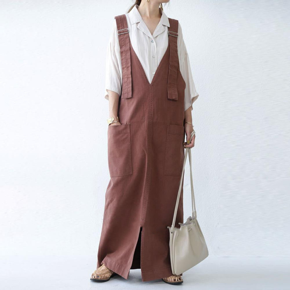 Japanese Spring And Autumn Idle Style High Waist Super Loose Wide Leg One-piece Suspender Skirt